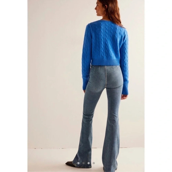 NWT Free People Jayde Flare Jeans High Rise Denim in Blue Sea Medium Denim 27 - Picture 11 of 12